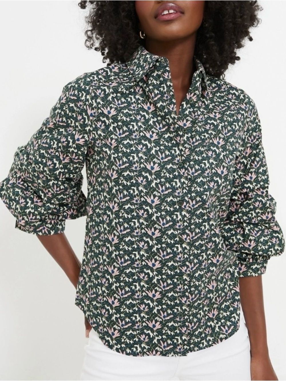 Hyacinth House by Tuckernuck Noah Green Floral Button Down Size XXS NWT